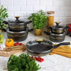 Zestaw garnków na indukcję Starke Pro Golden Marble 10 elementów