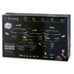 Zestaw garnków na indukcję Starke Pro Golden Marble 10 elementów