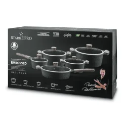Zestaw garnków na indukcję z powłoką marmurową Starke Pro Embossed 10 elementów