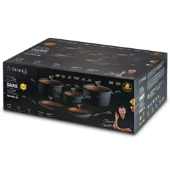 Zestaw garnków na indukcję z powłoką marmurową Starke Pro Dark Copper 10 elementów