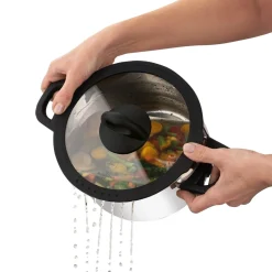 Zestaw garnków nierdzewnych z pokrywkami Starke Pro Sante 8 elementów i komplet 6 szklanek Sue 400 ml z podkładkami