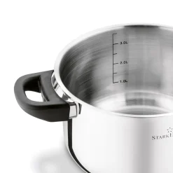 Zestaw garnków nierdzewnych z pokrywkami Starke Pro Sante 8 elementów i komplet 6 szklanek Sue 400 ml z podkładkami