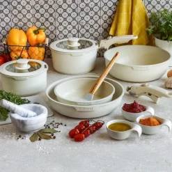 Zestaw garnków Starke Pro Compacti Cream 9 elementów odpinany uchwyt