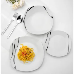 Zestaw kwadratowych talerzy porcelanowych Tadar Saxo 18 elementów