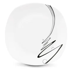 Zestaw kwadratowych talerzy porcelanowych Tadar Wstęga 18 elementów