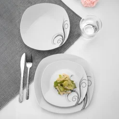 Zestaw kwadratowych talerzy porcelanowych Tadar Dolce Vita 18 elementów