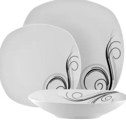Zestaw kwadratowych talerzy porcelanowych Tadar Dolce Vita 18 elementów