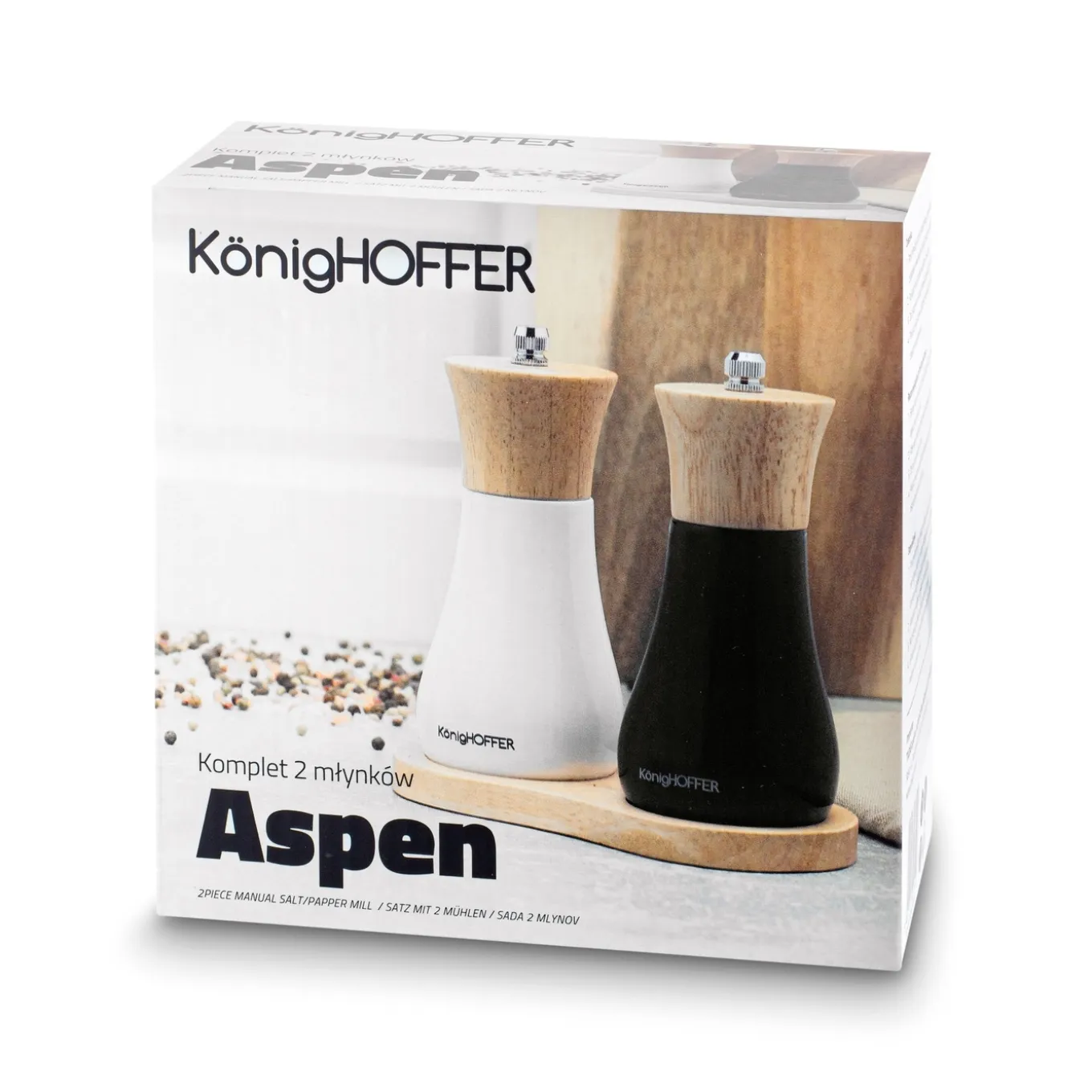 Zestaw młynków ręcznych do soli i do pieprzu Konighoffer Aspen