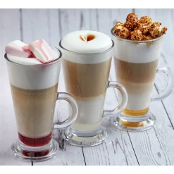 Zestaw 6 szklanek Tadar Caffee Latte 250 ml i 6 złotych łyżeczek koktajlowych